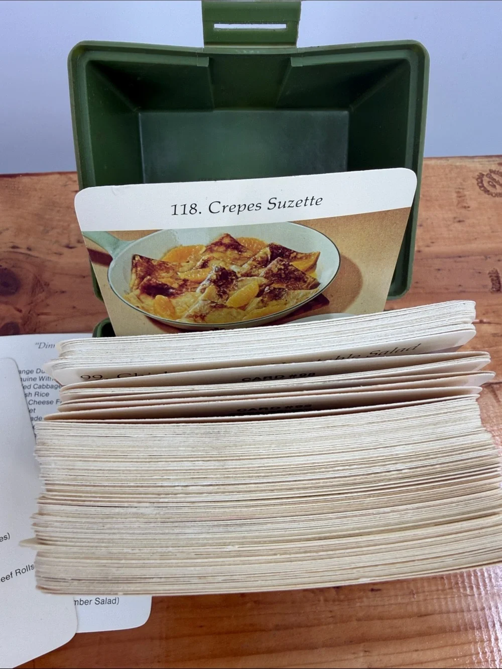 Vintage 70s Dinner Is Served Recipe Card Collection Green Box 118 Cards Complete